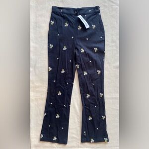 NWT Urban Outfitters Black Embroidered Floral Pants